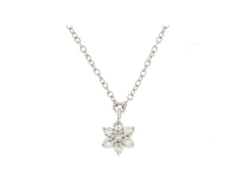 18KT WHITE GOLD FLOWER NECKLACE WITH DIAMONDS JUNIOR B CL2731BB