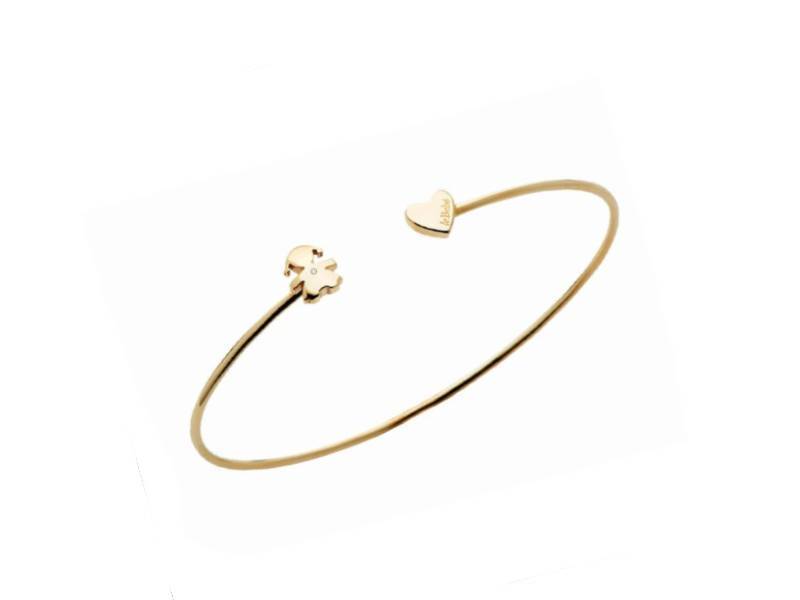 9KT YELLOW GOLD BRACELET WITH DIAMONDS GIRL AND HEART LES PETITS LE BEBE' LBB721