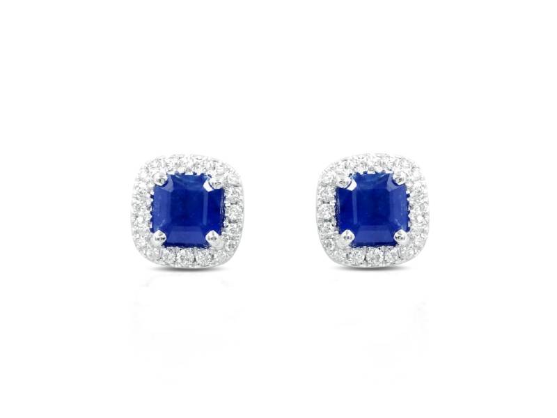 18KT WHITE GOLD STUD EARRINGS WITH DIAMONDS AND SAPPHIRE GIANNI CARITA' FO857/OBZ