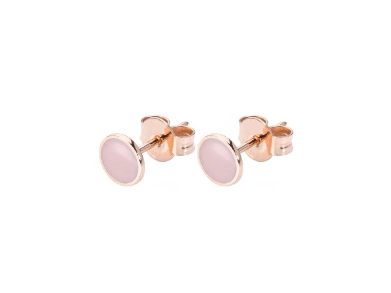 SMALL18KT ROSE GOLD EARRINGS WITH PINK ENAMEL PAILETTES BURATO CM999