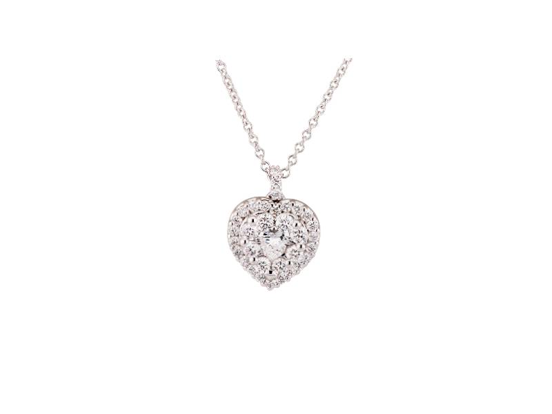 18 KT WITHE AND DIAMONDS GOLD HEART NECKLACE VALENTINA CALLAGHER 11730