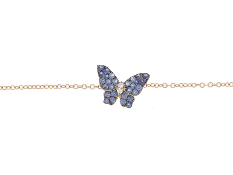18 KT ROSE GOLD BUTTERFLY BRACELET WITH BLU SAPPHIRES AND DIAMONDS CIELO 1914