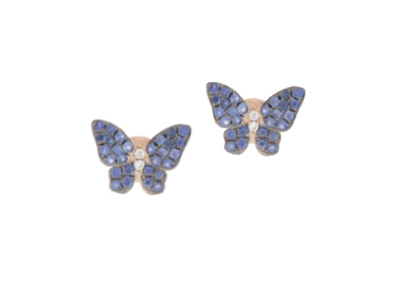 18 KT ROSE GOLD BUTTREFLY EARRINGS  WITH BLU SAPPHIRES CIELO 1914 4805SA