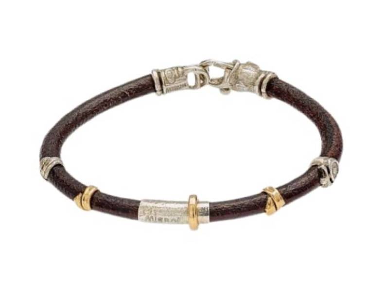LEATHER BRACELET WITH HANDMADE GOLD AND SILVER ELEMENTS GRAN TOUR MISANI 2005