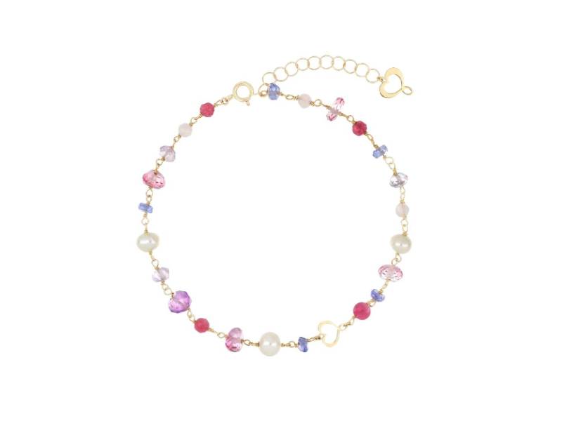18KT YELLOW GOLD BRACELET WITH AMETHYST, TOPAZ, TOURMALINE, TANZANITE AND WHITE PEARL CLOUDS MAMAN ET SOPHIE BRNUVCRRO