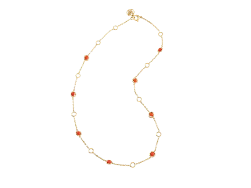 18KT YELLOW GOLD CHAIN WITH RED CORAL ACCESSORIES CHANTECLER 42924
