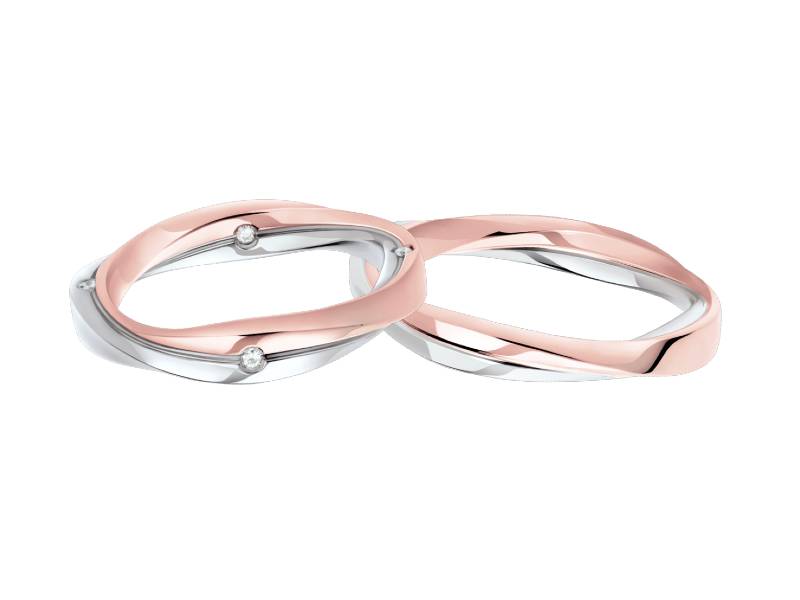 ROSE GOLD AND WHITE GOLD  PAIR OF WEDDING RINGS WITH DIAMONDS GIOVANNA POLELLO 3236 DBR - 3236 UBR
