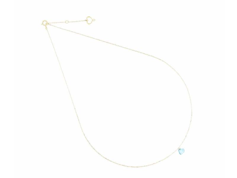 18KT YELLOW GOLD NECKLACE WITH AZURE TOPAZ STONE HEART NUDE HEART MAMAN ET SOPHIE GCCUNTA