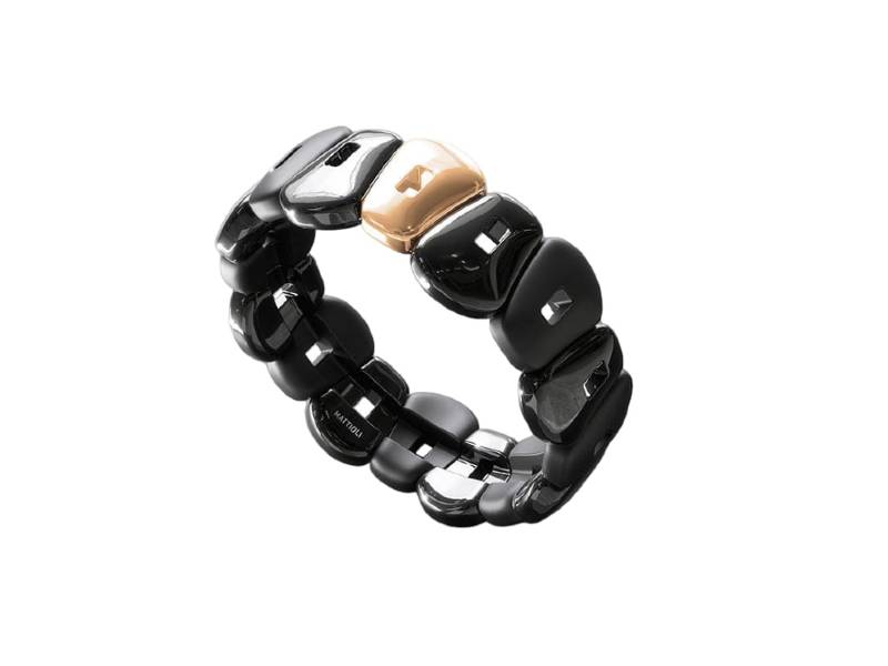 GLOSSY AND MATT BLACK CERAMIC BRACELET WITH ONE ELEMENT IN ROSE GOLD COLOR PUZZLE MATTIOLI MBR054C154ORS - MBR054C154OR - MBR054C154ORL