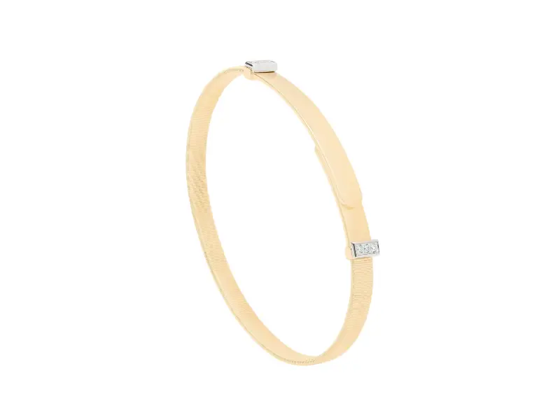 18KT YELLOW GOLD COIL THIN BANGLE BRACELET WITH DIAMOND PAVE'S  MASAI MARCO BICEGO SG43 B3 YW M5