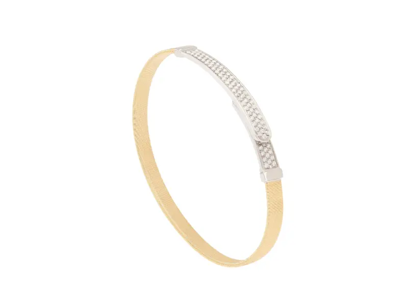 18KT YELLOW GOLD COIL THIN BANGLE BRACELET WITH DIAMOND PAVE'S MASAI MARCO BICEGO SG43 B1 YWM5