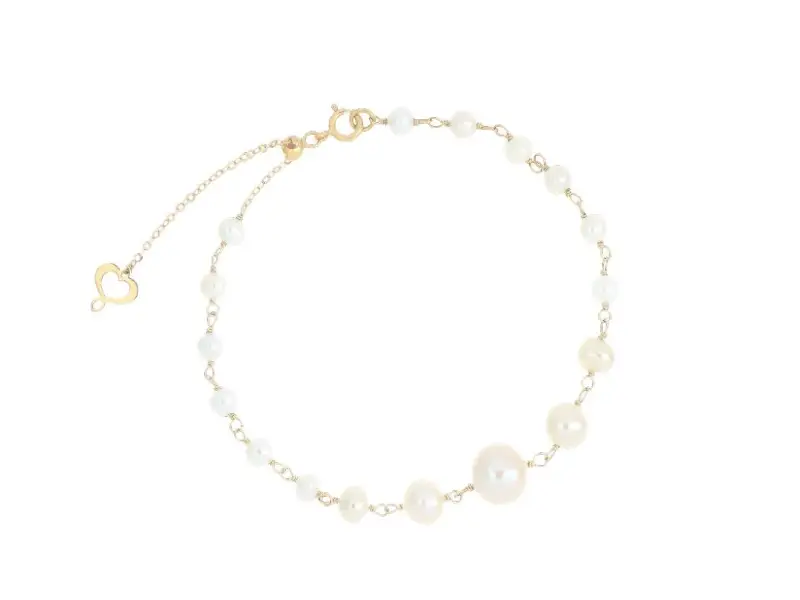 18KT YELLOW GOLD BRACELET WITH PEARLS WHITE WAVE MAMAN ET SOPHIE BPONDRPE