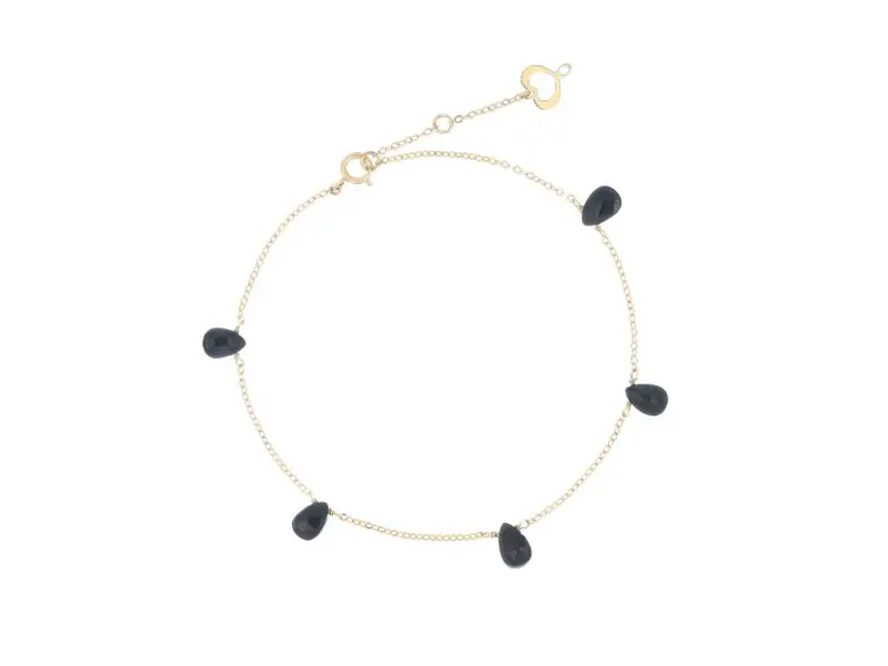 18KT YELLOW GOLD BRACELET WITH BLACK SPINEL DROPS MAMAN ET SOPHIE BRDRP5SP