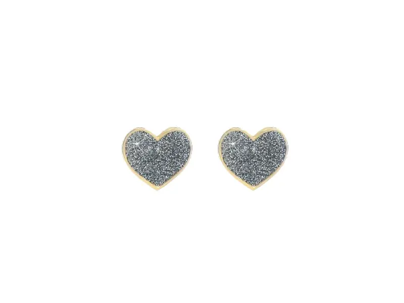 18KT YELLOW GOLD HEART EARRINGS WITH CHROME DIAMOND DUST SEULEMENT SOPHIE MAMAN ET SOPHIE ORSSO42K