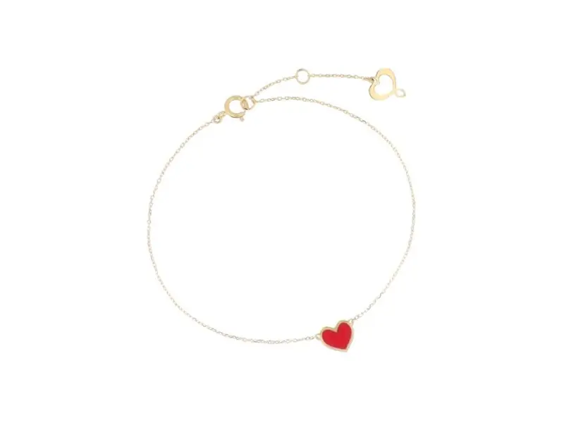 18kt YELLOW GOLD BRACELET WITH RED ENAMEL HEART SEULEMENT SOPHIE MAMAN ET SOPHIE BRSSO2PS1