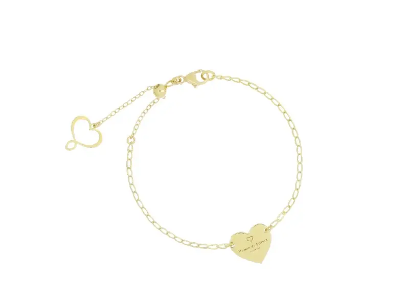 BRACCIALE CUORE IN ARGENTO GALVANICA ORO GIALLO ARCHIVIO MAMAN ET SOPHIE BPARC2