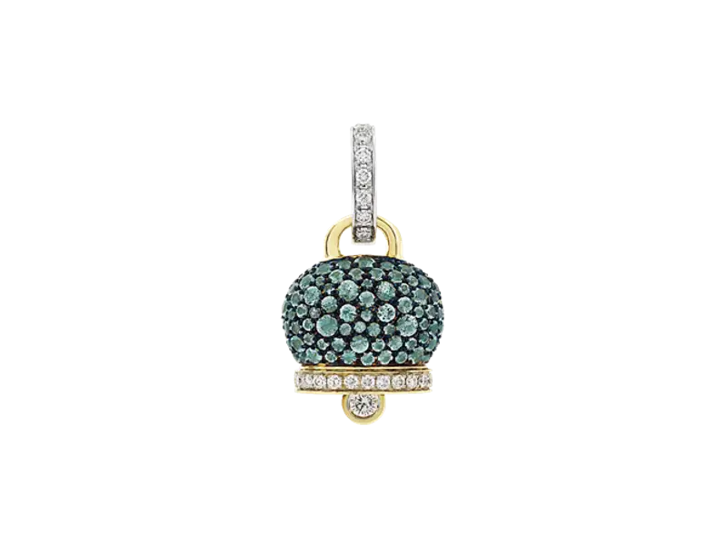 MEDIUM CAMPANELLA CHARM IN GOLD, DIAMONDS AND PARAIBA PAVE' CAMPANELLE CHANTECLER 42752