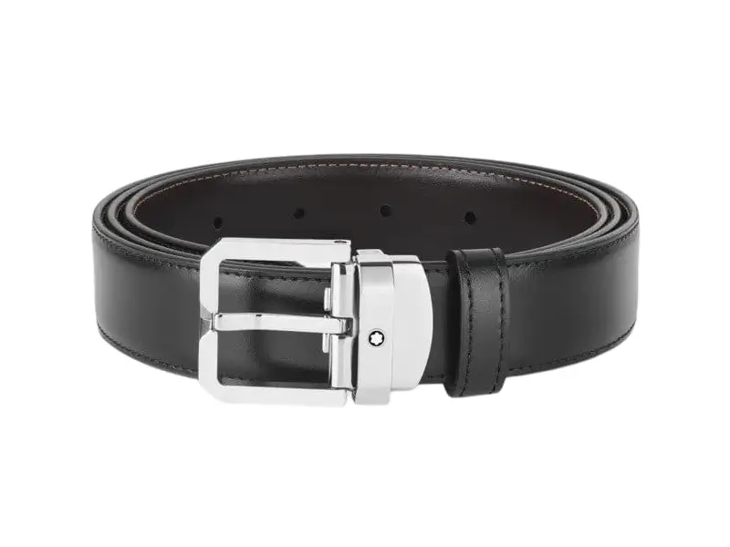 SELF- ADJUSTABLE REVERSIBLE BLACK/BROWN BELT  PALLADIUM FINISH MONTBLANC 132873