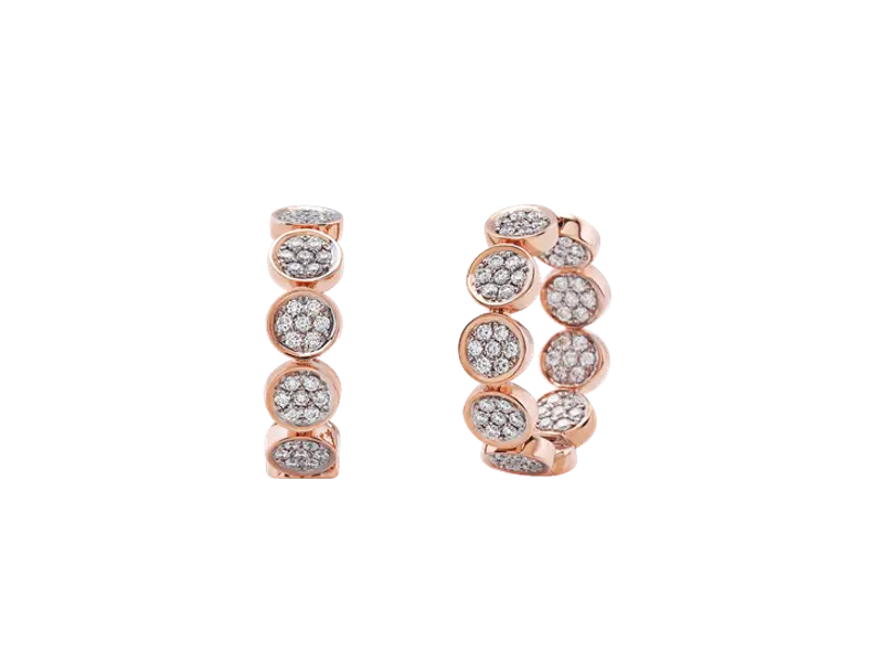 18KT ROSE GOLD HOOP EARRINGS WITH DIAMONDS PAILLETTES CHANTECLER 43293