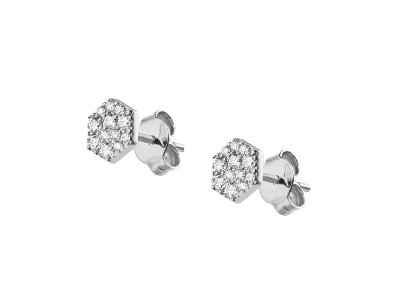 18KT WHITE GOLD STUD EARRINGS WITH DIAMONDS AMULETO BURATO CX266