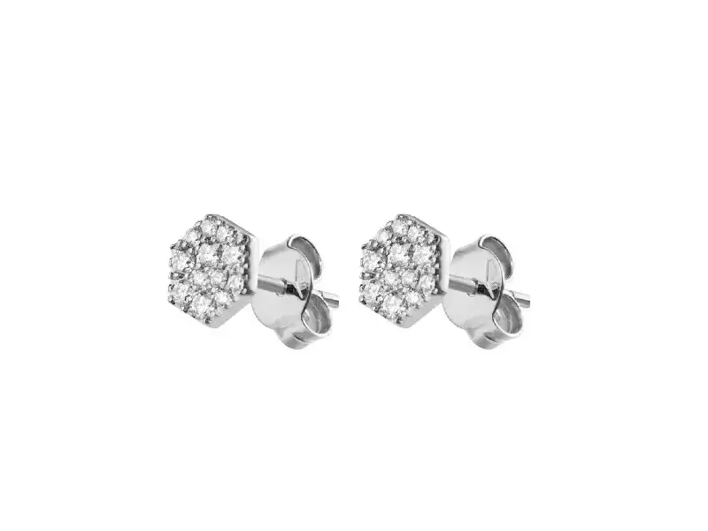 18KT WHITE GOLD STUD EARRINGS WITH DIAMONDS AMULETO BURATO CX266