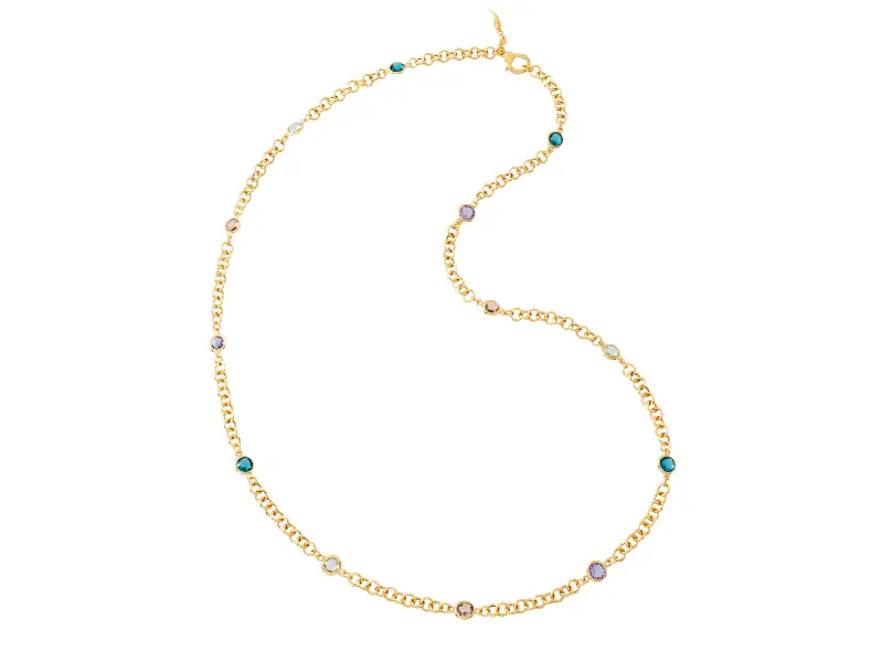 COLLANA IN ARGENTO DORATO E CRISTALLI COLORATI LOOP GIOVANNI RASPINI 12117