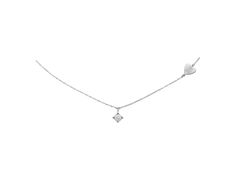 18KT WHITE GOLD NECKLACE WITH DIAMOND AND ENGRAVED GIRL SILHOUETTE PER SEMPRE LE BEBE' LBB263