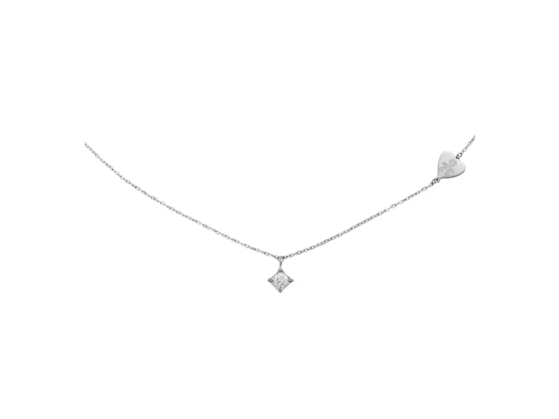 18KT WHITE GOLD NECKLACE WITH DIAMOND AND ENGRAVED BOY SILHOUETTE PER SEMPRE LE BEBE' LBB262