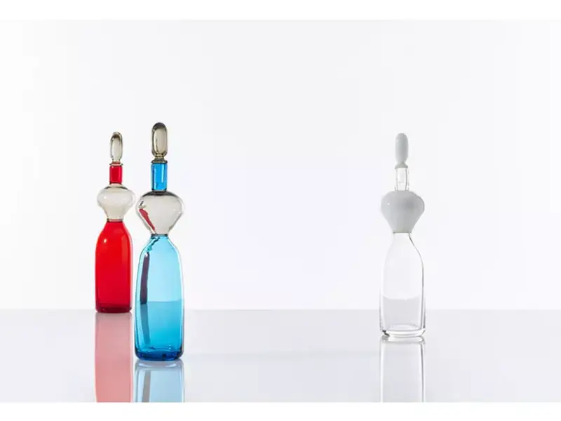 VECCHIA DAMA BOTTLE GREY AND RED GIO PONTI VENINI 526.19