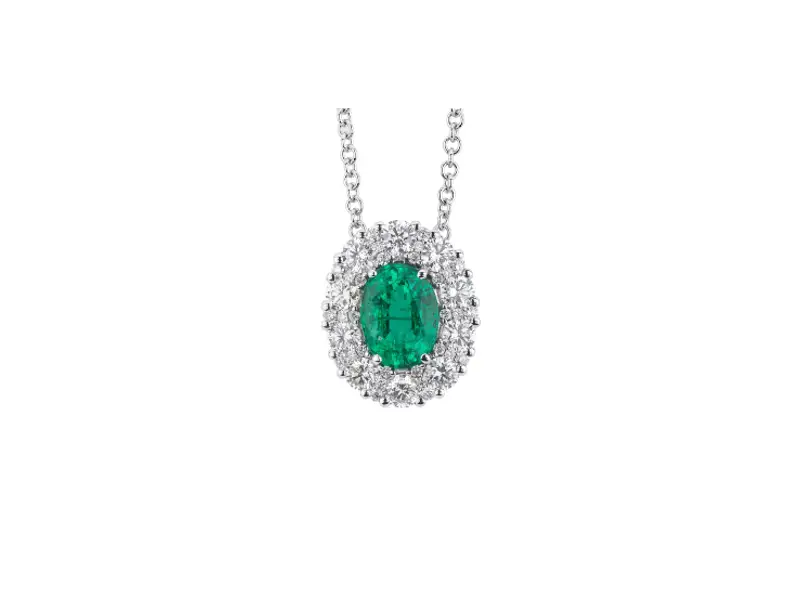 18KT WHITE GOLD NECKLACE WITH EMERALD AND DIAMONDS VALENTINA CALLEGHER 12415/SSM