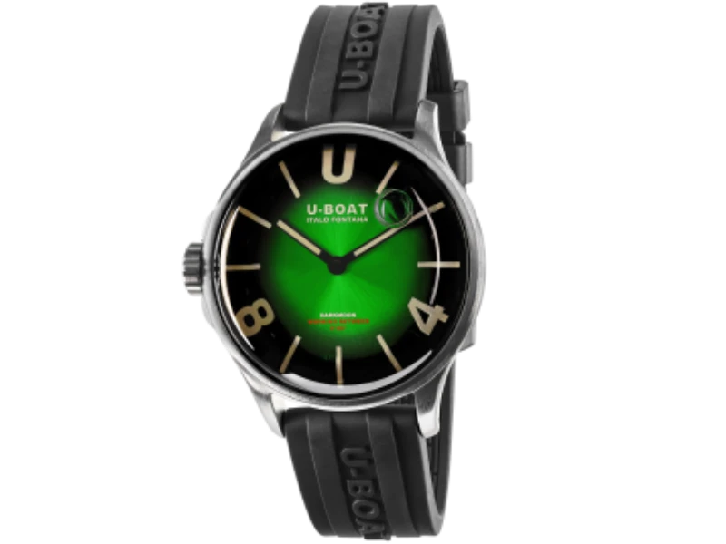 MEN'S WATCH QUARTZ STEEL/RUBBER DARKMOON GREEN U-BOAT 9502/a