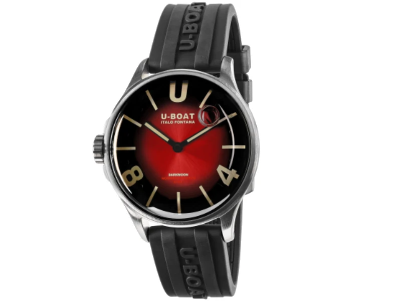 MEN'S WATCH QUARTZ STEEL/RUBBER DARKMOON RED U-BOAT 9500