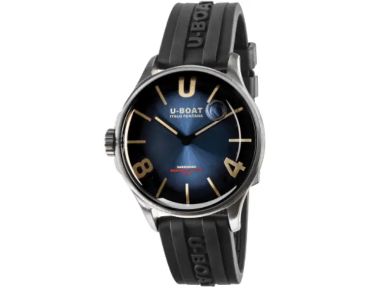 MEN'S WATCH QUARTZ STEEL/RUBBER DARKMOON BLUE U-BOAT 9021/B