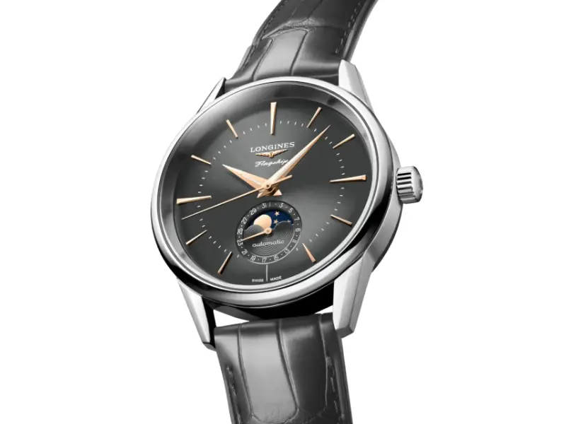 OROLOGIO UOMO AUTOMATICO ACCIAIO /PELLE FASI LUNARI FLAGSHIP HERITAGE LONGINES L4.815.4.52.2