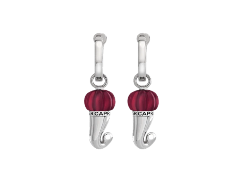 HORN ET VOILA' EARRINGS IN SILVER AND BURGUNDY RESIN 43679