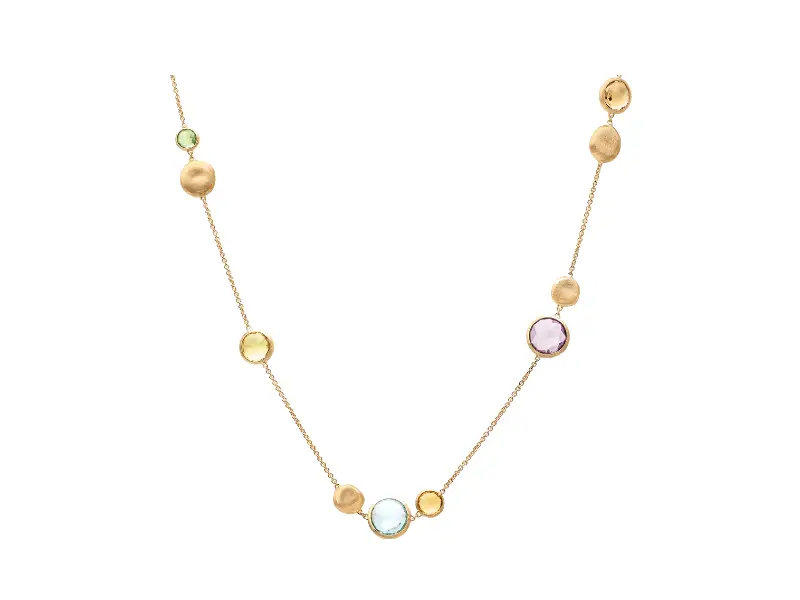 18KT YELLOW GOLD NECKLACE WITH MULTICOLOURED GEMSTONES JAIPUR MARCO BICEGO CB1485