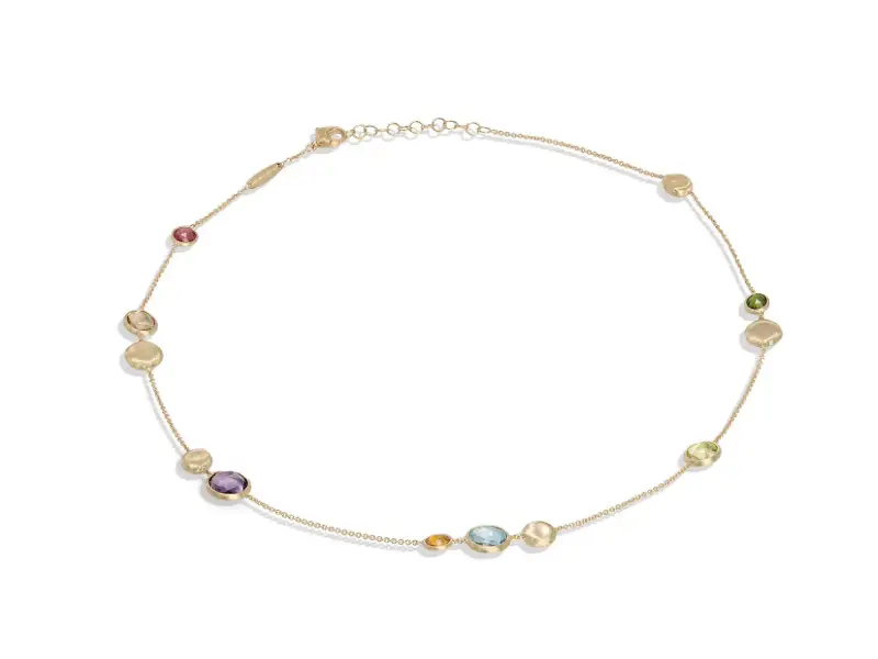 18KT YELLOW GOLD NECKLACE WITH MULTICOLOURED GEMSTONES JAIPUR MARCO BICEGO CB1485