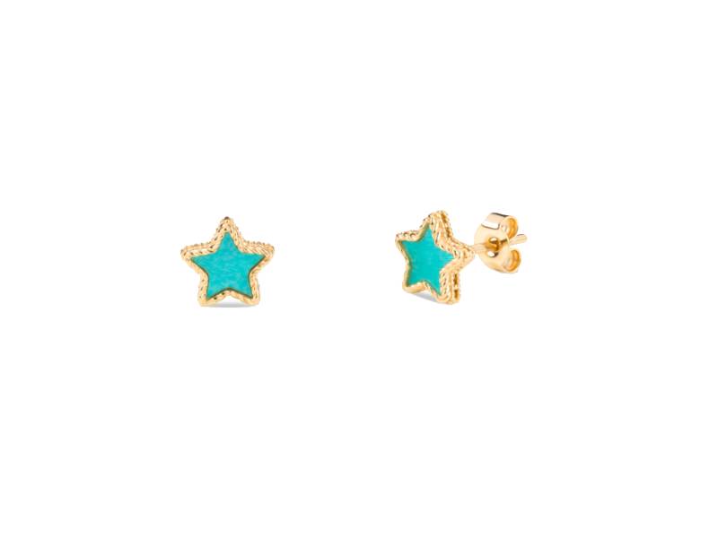 9KT YELLOW GOLD STARS EARRINGS WITH TURQUOISE MOTHER OF PEARL EMOTIONS GIULIA ITS ME EM/2OR