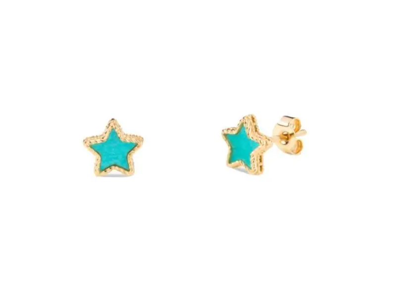 9KT YELLOW GOLD STARS EARRINGS WITH TURQUOISE MOTHER OF PEARL EMOTIONS GIULIA ITS ME EM/2OR