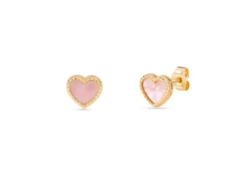 9KT YELLOW GOLD HEART EARRINGS WITH PINK MOTHER OF PEARL EMOTIONS GIULIA ITS ME EM/1OR