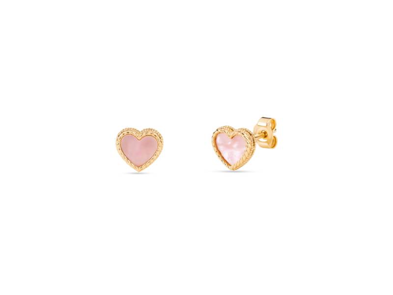 9KT YELLOW GOLD HEART EARRINGS WITH PINK MOTHER OF PEARL EMOTIONS GIULIA ITS ME EM/1OR