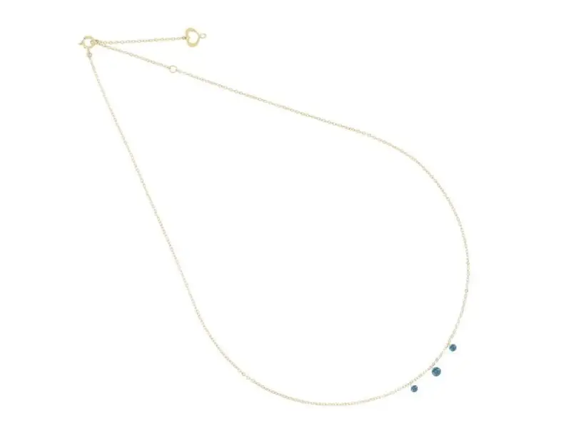 18KT YELLOW GOLD NECKLACE WITH THREE BLUE DIAMONDS DIAMANTE NUDO MAMAN ET SOPHIE GCNUDX3BL