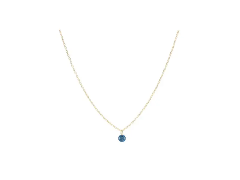 18KT YELLOW GOLD NECKLACE WITH 0.07 CT BLUE DIAMOND DIAMANTE NUDO MAMAN ET SOPHIE GCNUD07BL