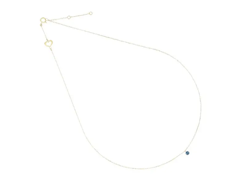 18KT YELLOW GOLD NECKLACE WITH 0.07 CT BLUE DIAMOND DIAMANTE NUDO MAMAN ET SOPHIE GCNUD07BL