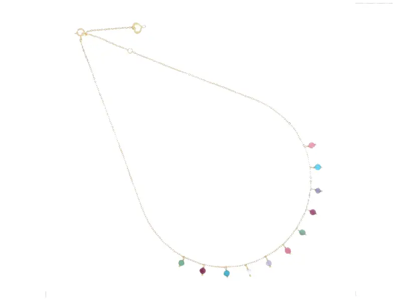 18KT YELLOW GOLD NECKLACE WITH PENDANT MULTICOLOR STONES HANGING STONES MAMAN ET SOPHIE GCPTAMXPN