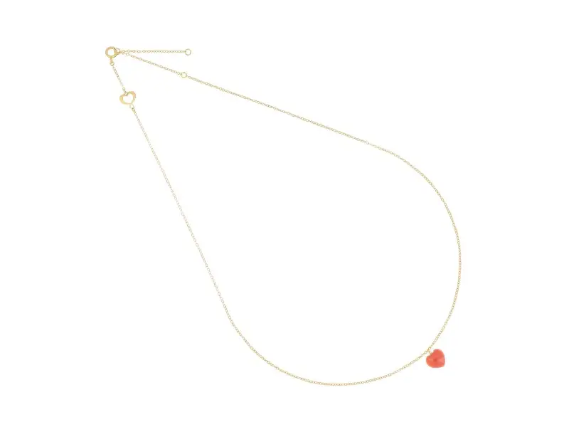 18KT YELLOW GOLD NECKLACE WITH CORAL HEART MAMAN ET SOPHIE GCCUNCO