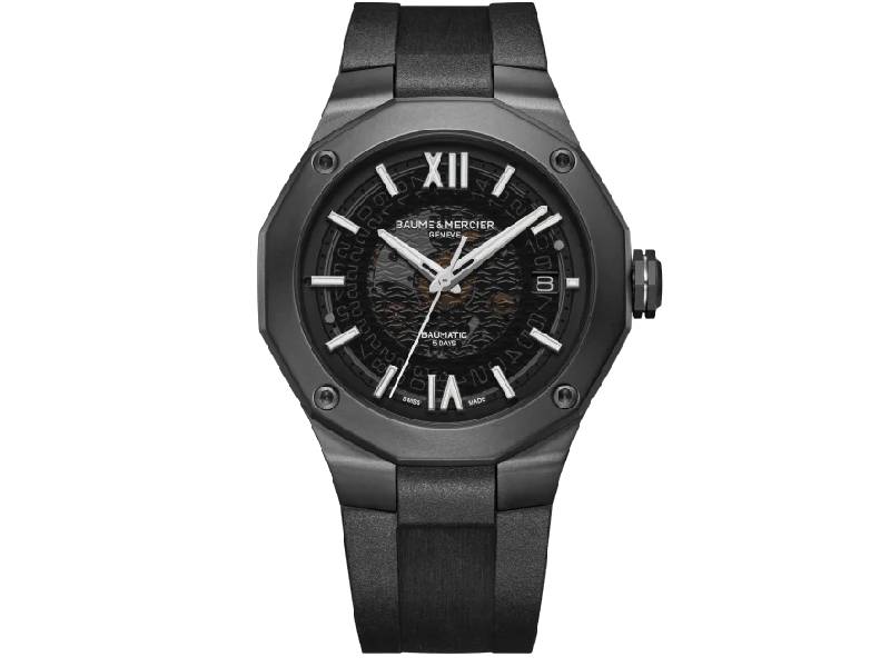 AUTOMATIC MEN'S WATCH STEEL/EXTREME LEATHER WITH BLACK DLC BEZEL ...