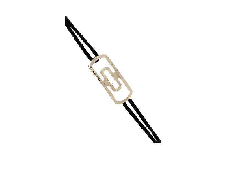 BRACCIALE “PARENTESI” BULGARI ARGENTO E CORDINO CERATO NERO  28710