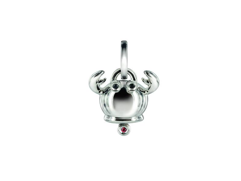 MEDIUM PENDANT CAMPANELLA CRAB IN SILVER WITH BLACK DIAMONDS AND ORANGE SAPPHIRE ET VOILA’ CHANTECLER 31119