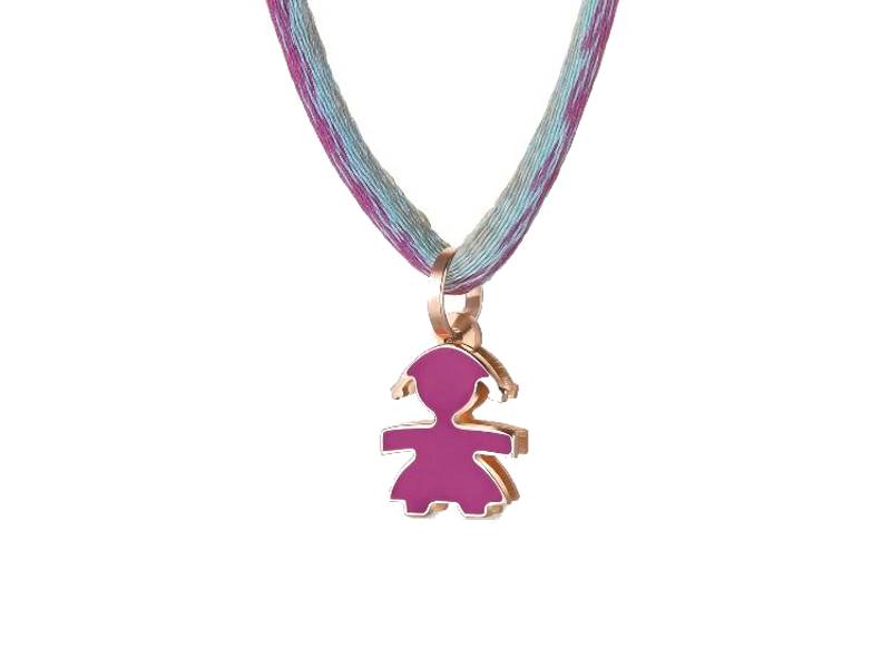 CIONDOLO SAGOMA BIMBA IN ORO ROSA 9KT CON SMALTO VIOLA I MINI LE BEBE’ LBB055-VIO